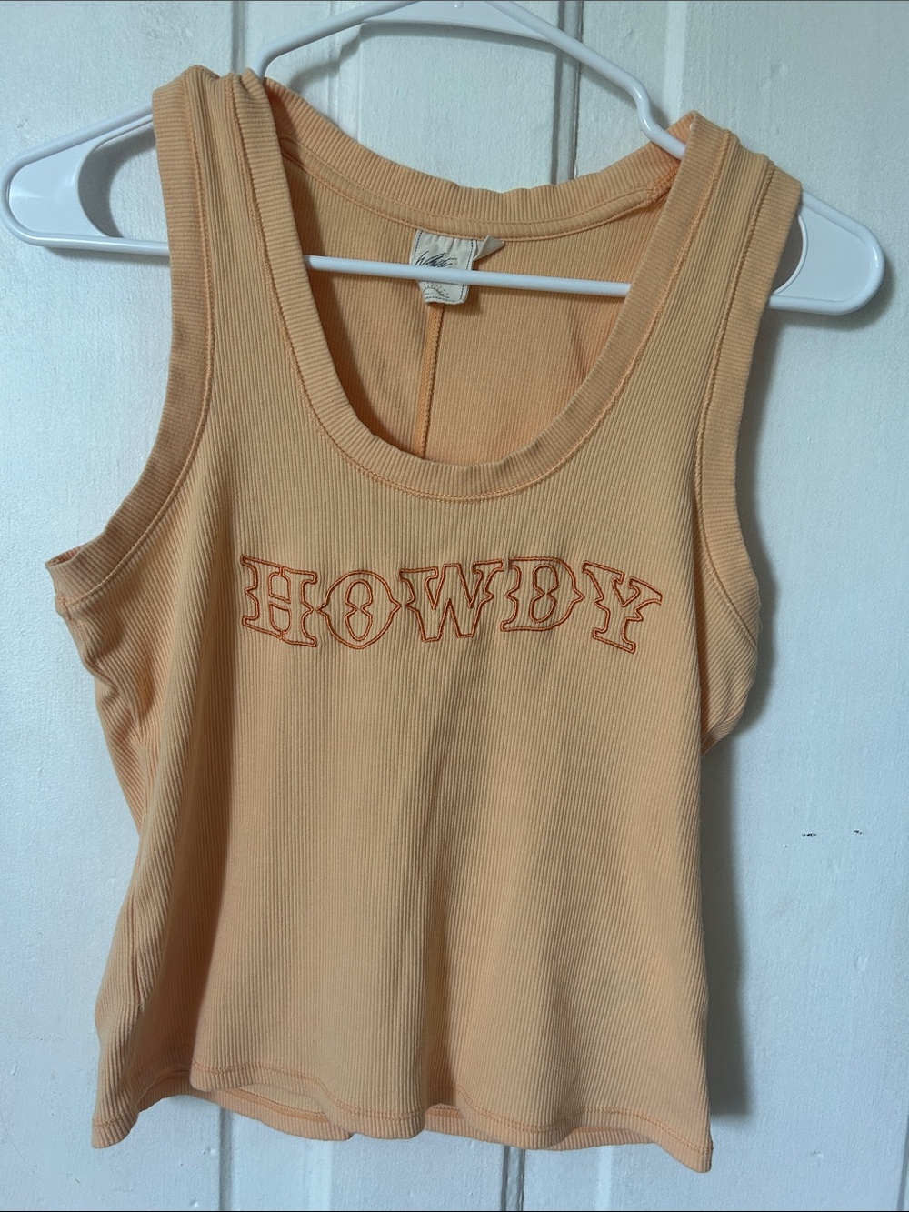 Howdy Ribbed Tank Top in Peach